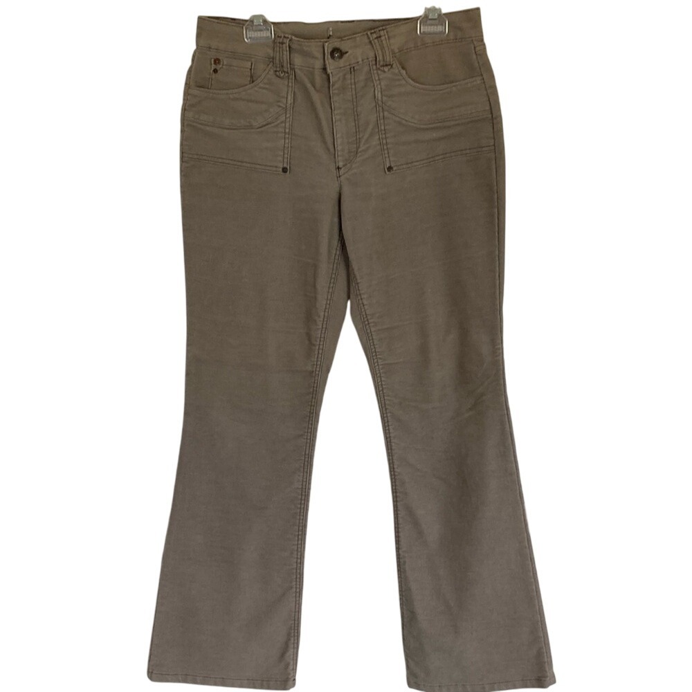 JeanStar Womens Tan Flared Corduroy‎ Pants Size 12 Midrise Western Boho Classic